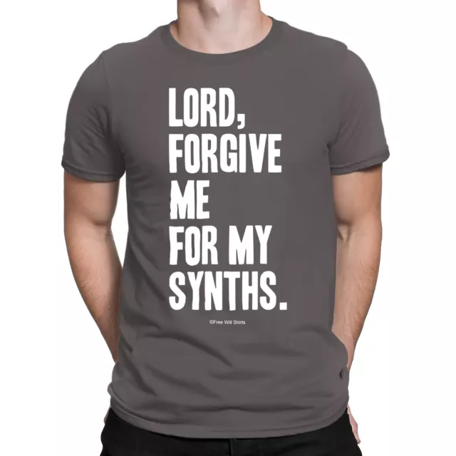 Herren BIO Baumwolle T-Shirt LORD FORGIVE ME FOR MY SYNTHS Synthesizer Musik