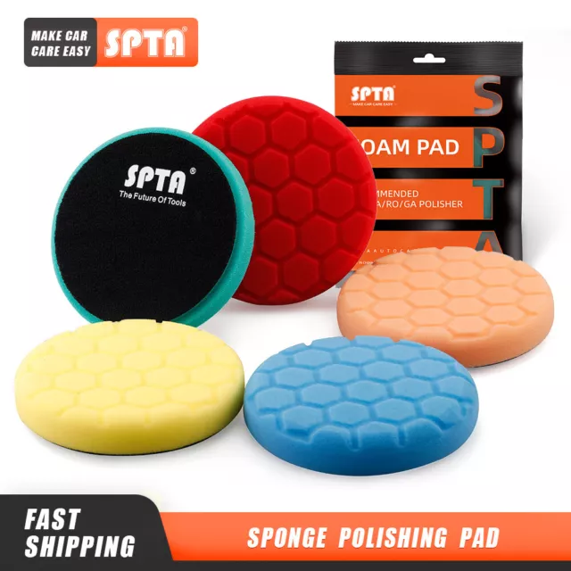SPTA 2/5 PCS 3/5/6/7 Inch Hex-logic Sponge Foam Buffing Pads for RO DA Polisher