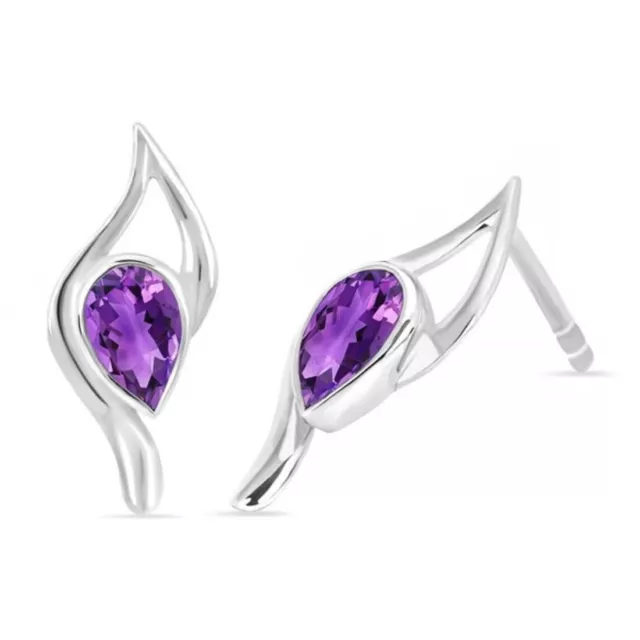 echter Amethyst Ohrstecker 925 Silber mit Edelsteine Damen Ohrringe 2