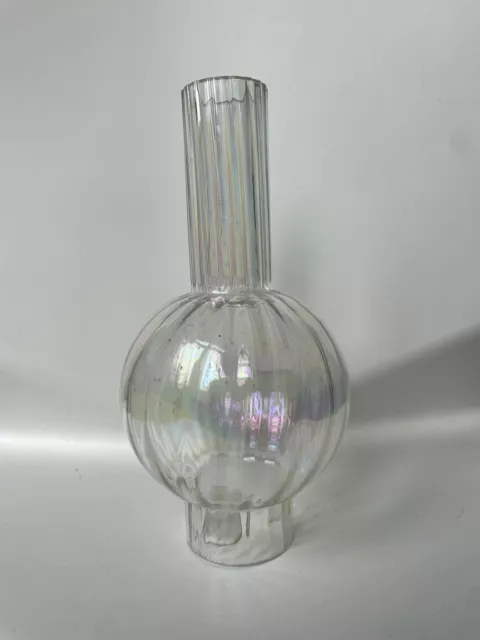 antiker 5 cm Petroleumlampe Lampenglas Glaszylinder Öllampe Irisierend 2