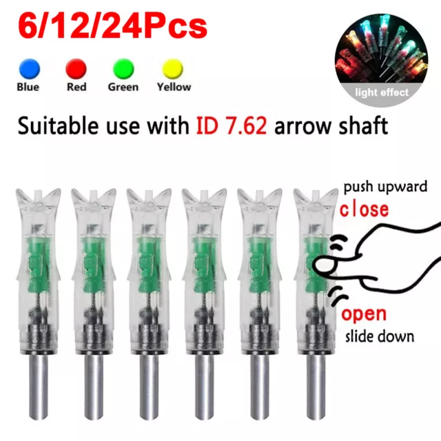 24/12pc Lighted Nocks for Bolts 297-302 Crossbow Bolts ID 300''/7.62mm Half Moon