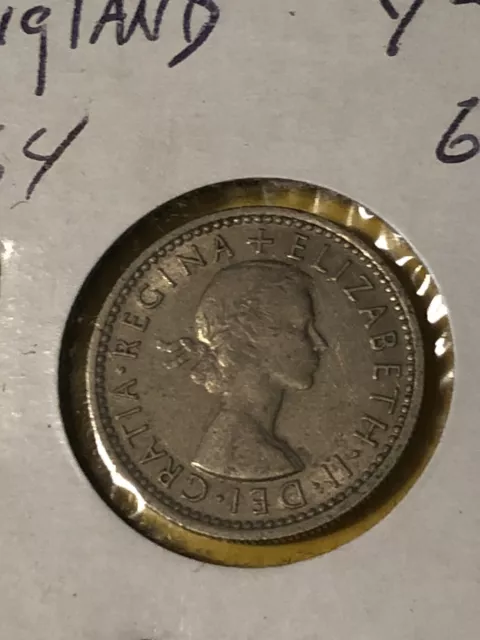 1964 UK Great Britain Queen Elizabeth II SIXPENCE 