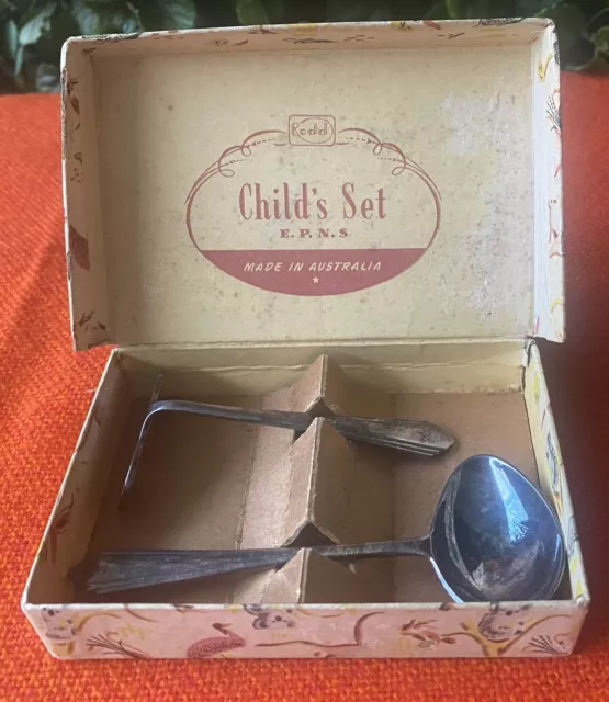 VTG RODD 1960s Silver Plated Child Set In Original Box-Australia