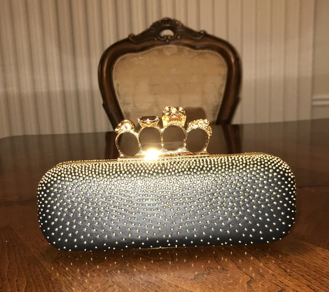 NIB Alexander McQueen Leather Studded Four Rings Clutch NIB Alexander McQueen Leather Studded Four Rings Clutch