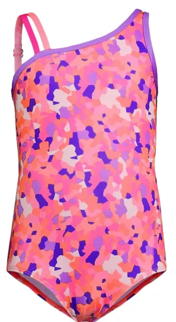 Brand New - Lands End Pink Mix Girl's Swimming Costume - Age 10