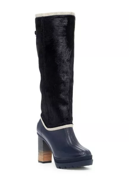 Sorel Medina Women's navy blue waterproof faux fur tall boots sz. 5