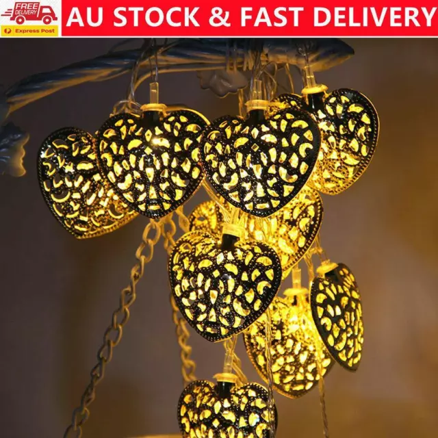 Christmas LED Fairy String Lights Metal Heart Shaped Lamps Wedding Party Decor