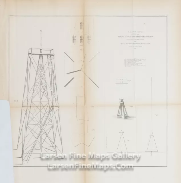 1855 USCS Diagram of Tripod & Scaffold for Primary Triangulation