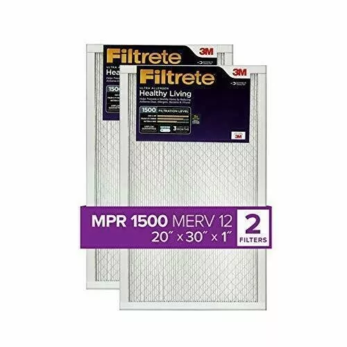 Filtrete by 3M 20x30x1 Air Filter MPR 1500 MERV 12 Healthy Living Ultra Allergen