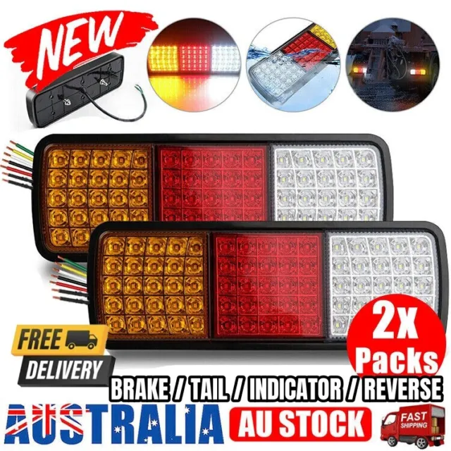 2x 75 LED Tail Lights Stop Indicator Reverse Lamp 12V Trailer Truck Ute Light AU