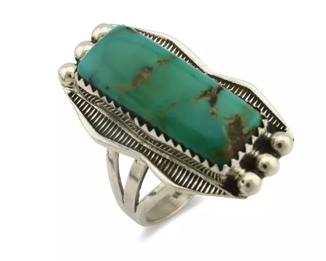 Navajo Ring .925 Silver Natural Aqua Turquoise Artist Signed S C.80's