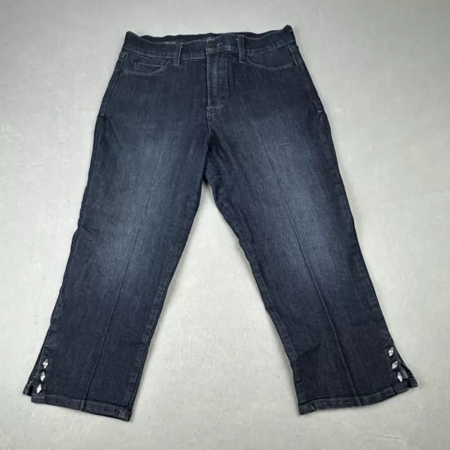 NYDJ Ariel Crop Jeans Women's Size 10 Dark Indigo Blue Diamonds Lift Tuck