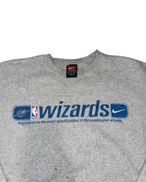 Vintage 90s Team Nike NBA Wizards Crewneck Sweatshirt Heather Gray XL Rare