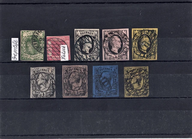 Lot 1850/51-57 Altdeutschland Sachsen 1 X FALSCH 1 X Geprüft, Gestempelt