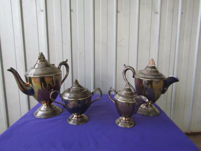 Tea and Coffee Service Sir John Bennett Art Deco EPNS Silver Vintage