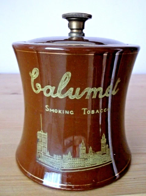 TAYLOR TUNNICLIFFE & Sons CALUMET Tobacco Jar for Westminster Tobacco Co.  c1890 £10.50