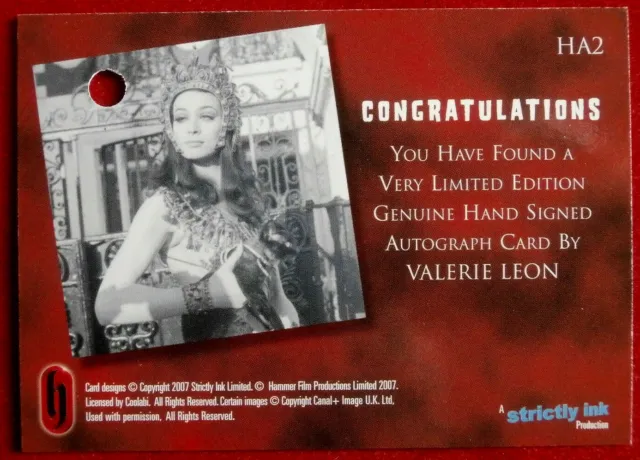 Hammer Horror Series 1 - VALERIE LEON - UNSIGNED VOIDED Autograph Card HA2, 2007 2