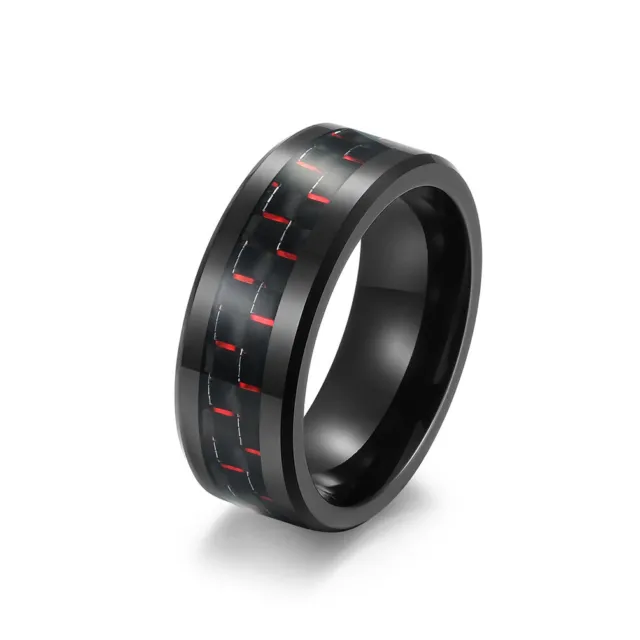 Black Carbon Fiber Rings Wood Tungsten Carbide Wedding Bands Ring for Mens Women