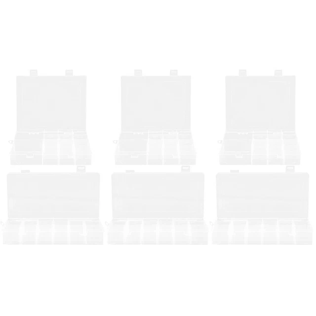 6 piezas Caja de almacenamiento de plástico transparente Baratija Joyería Rejillas Organizador Tablero