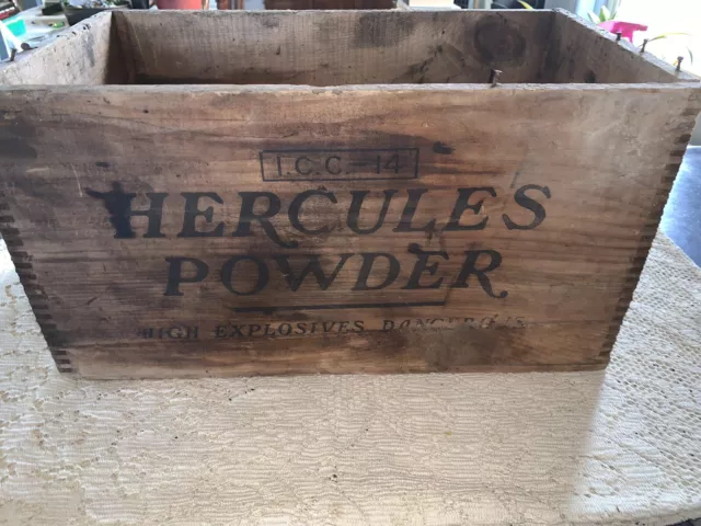 Vintage Hercules Herculite Powder High Explosives  Extra L.F. 50lbs. Wood Crate