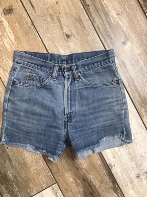 Levis 517 Denim Jean Cutoff Shorts Orange Tab Vintage Size 32