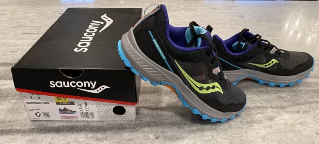 SAUCONY WOMENS EXCURSION TR16 Black Running Shoes Sneakers Size 9 NEW ...