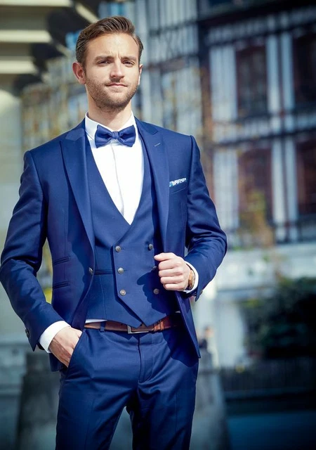 Costume marié bleu marine noeud papillon top