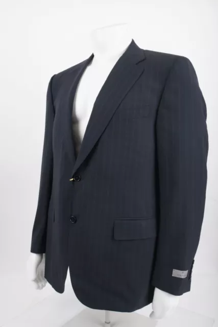 Canali Mens Suit Jacket Blazer Sport Coat Sz 54 US 42 Navy Blue Striped Wool NWT 2