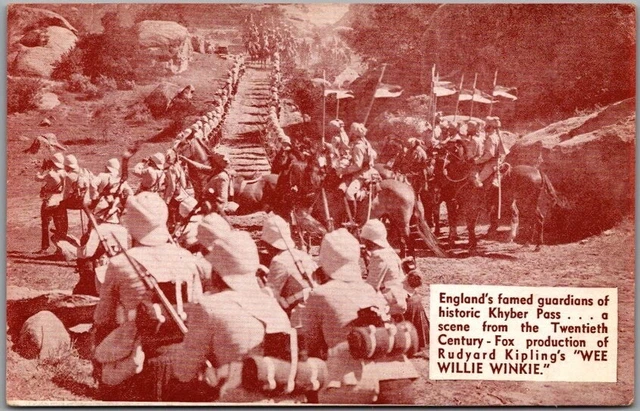 1937 SHIRLEY TEMPLE Movie Advertising Postcard WEE WILLIE WINKIE "Khyber Pass"