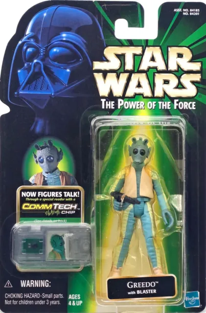 Bounty Hunter Greedo & Commtech Chip A"Nh" Star Wars Power Of The Force Hasbro