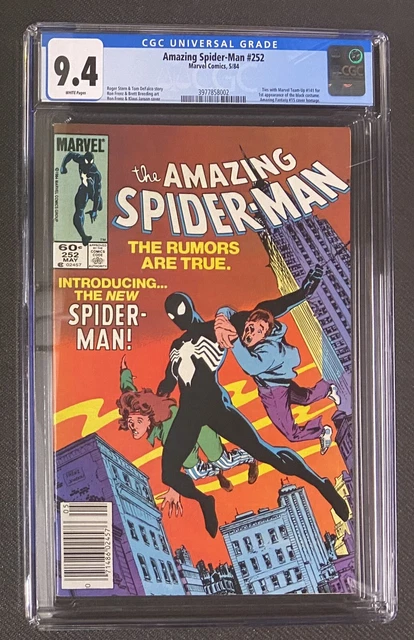 Amazing Spider-Man #252 CGC 9.4 1st App of Black Costume! WHITE PAGES! NEWSSTAND