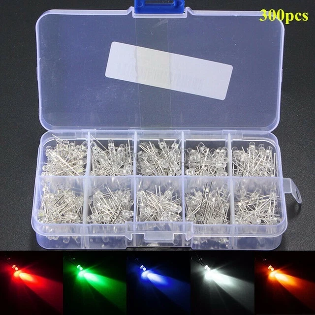 KIT D'ASSORTIMENT DE diodes DEL rondes pratique avec 300 pièces en bleu