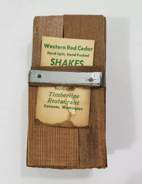 Vintage Souvenir Cedar Wood Shakes Shingles Timberline Restaurant Concrete WA