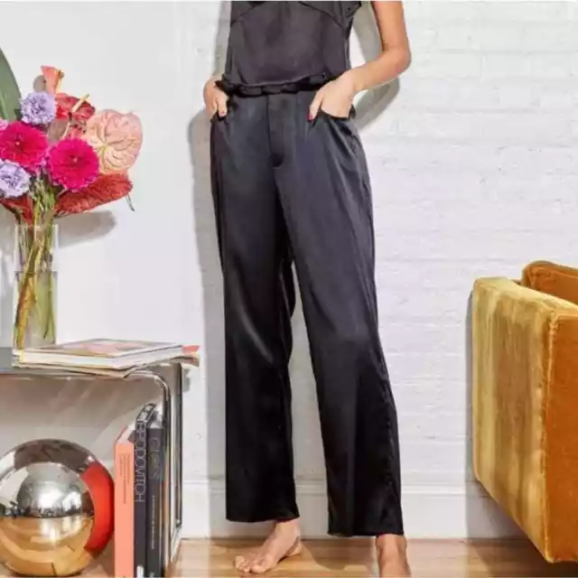 NEW Fleur Du Mal Washable silk black pj pants size medium