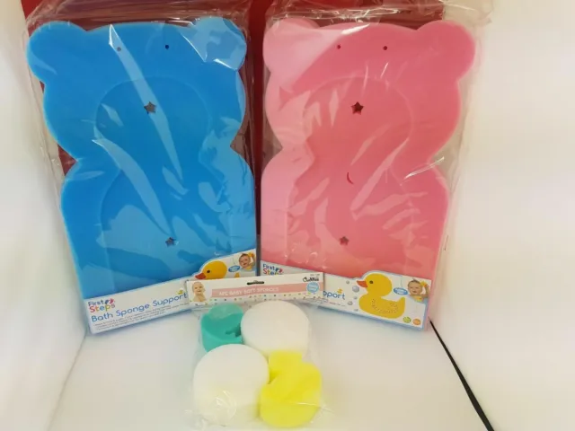 Baby Bath Sponge Foam Support Comfort Hold New Born  Soft Cleaning 4 Sponges Set