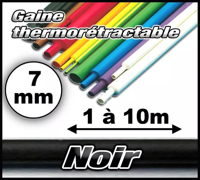 GTN-7# gaine thermo rétractable  noir 7mm de 1 à 10m choix dans l'annonce -1/2