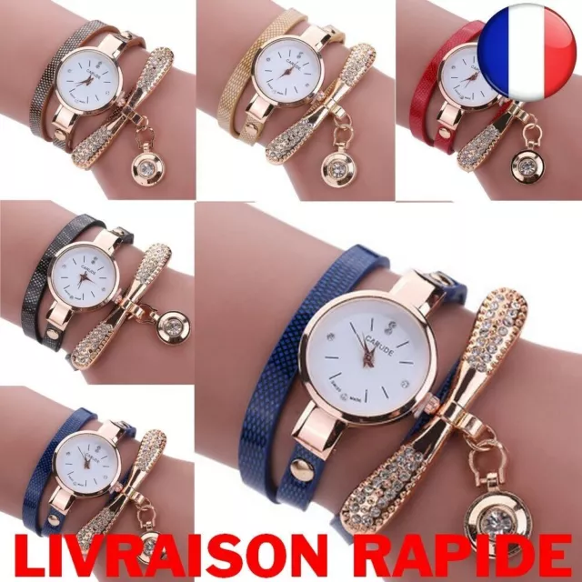 Relojes de mujer Moda Casual Pulsera Relogio Cuero Rhinestone Analógico Cuarzo