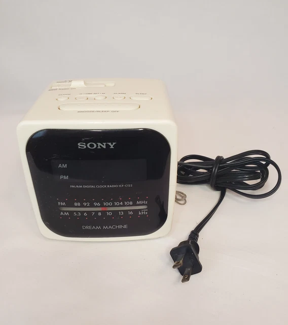 VINTAGE SONY DREAM Machine White Cube AM/FM Radio Alarm Clock 28.99