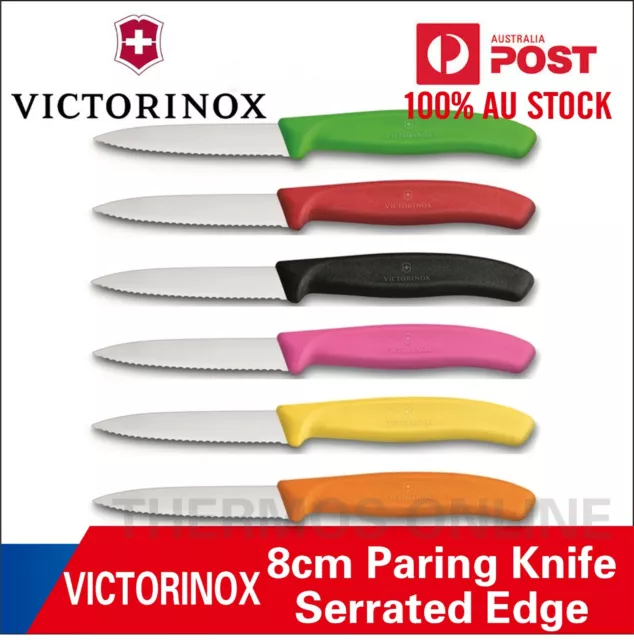 6 X VICTORINOX 8cm Paring Knife Serrated Wavy Edge Pointed Tip 8cm Swiss Classic