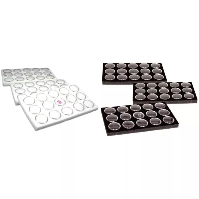 3)15pc Gem Jars Gemstone Inserts White,3)15pc Gem Storage Jar 3 15pc Gem Kit