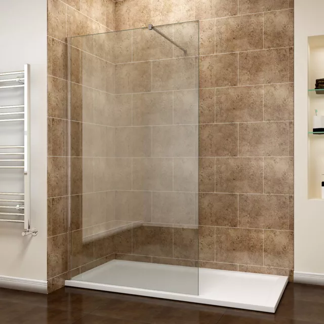 Walk In Wet Room Shower Screen Enclosure 8mm Easy Clean Glass Cubicle and Tray