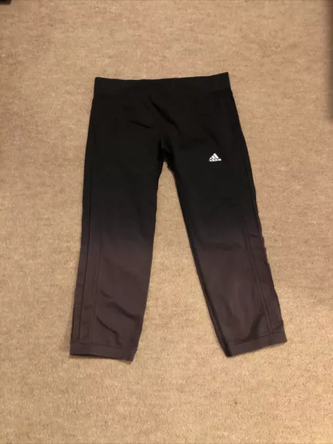 Adidas Climalite womens black 3/4 length gym/training leggings Small (8-10)