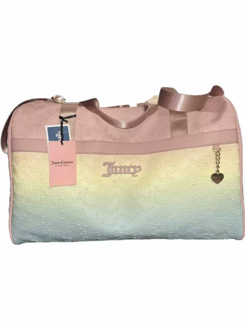 Juicy Couture Pink Ombré Rainbow Heartless Weekender Duffle Bag New