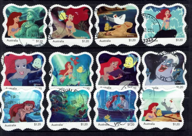 Australia 2023 Disney - The Little Mermaid Stamp Pack Set Of 12 Used