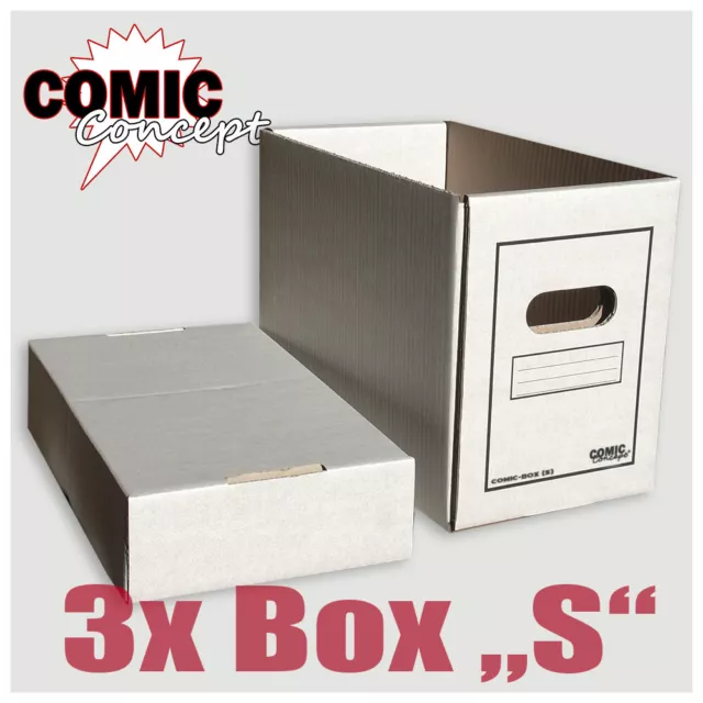 Comic Concept 3x Comic Box (kurz) mit Deckel stapelbar Karton NEU