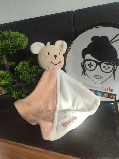 Peluche Puffalump ours souris bleu rose noeud papillon DANDEE