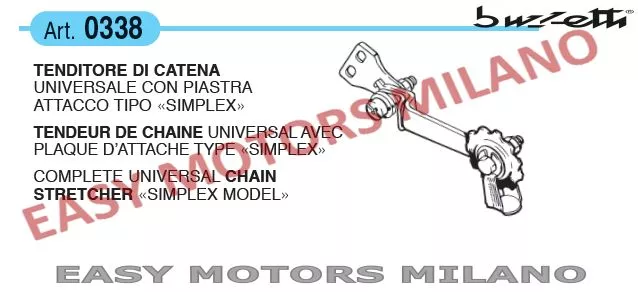 0338 Buzzetti - Tenditore Di Catena Universale Con Piastra Attacco Tipo Simplex