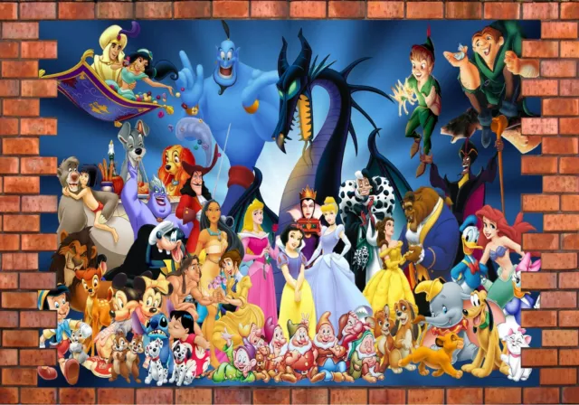 Disney Princess Belle Cinderella Character Wall Sticker 3D View Poster Vinyl 5