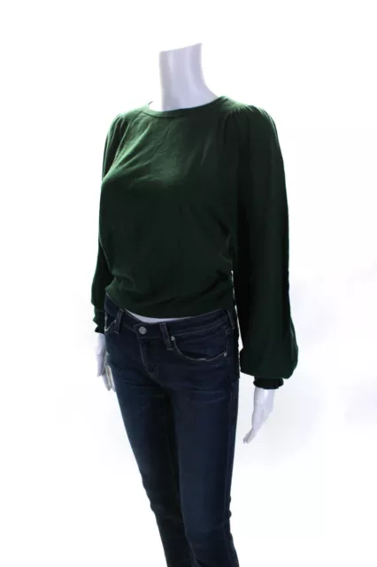 JOIE WOMENS GREEN Cotton Crew Neck Puff Long Sleeve Pullover Sweater ...