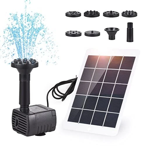 Irishom Kit de Pompe Fontaine à Eau pour Bain d'oiseaux avec Panneau Solaire 3W